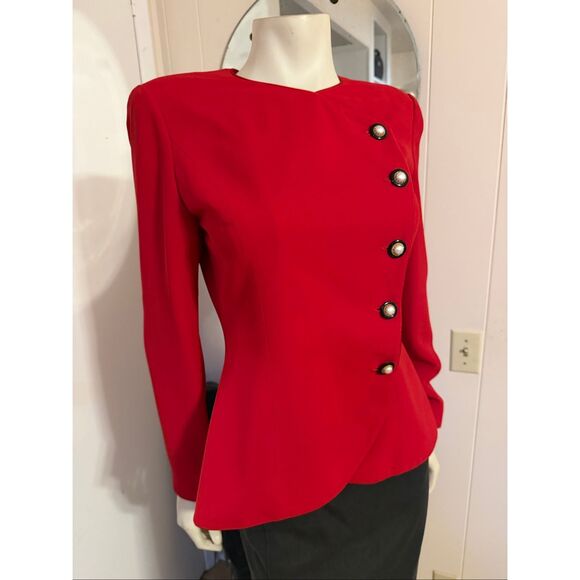 Vintage Talbots Red Rimini asymmetrical Front Blazer 8 - Picture 2 of 7